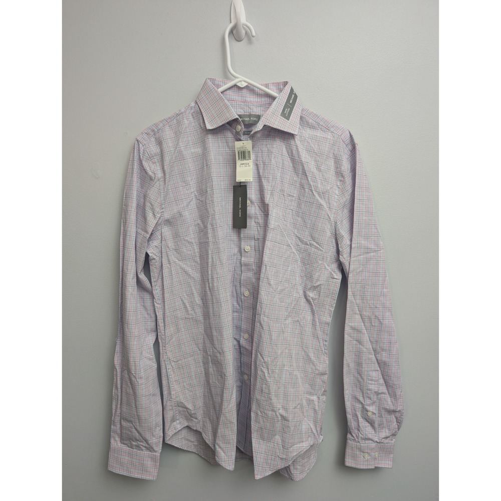 C2 NWT Michael Kors (M ) Slim Fit Red/White Plaid Button‎ Down Shirt Orig $59.50